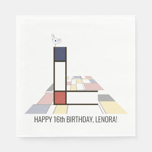 印象的な新可塑性スタイルモノグラム。文字L スタンダードランチョンナプキン (正面)