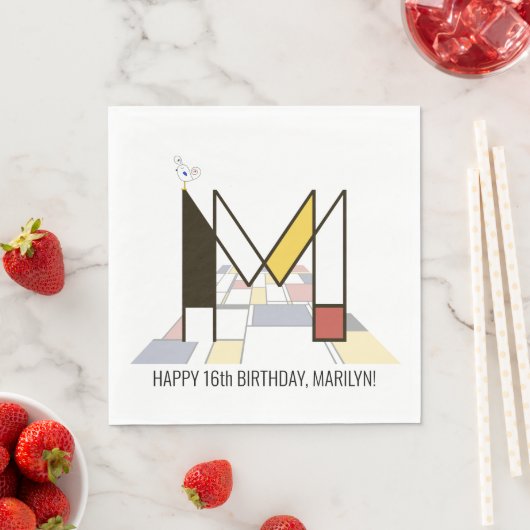 印象的な新可塑性スタイルモノグラム。文字M スタンダードランチョンナプキン (インサイチュ)