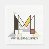 印象的な新可塑性スタイルモノグラム。文字M スタンダードランチョンナプキン (正面)