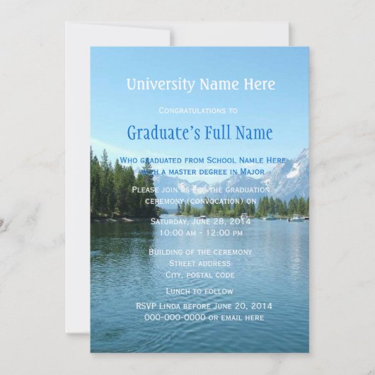 印象的な景観卒業式 招待状 (正面)