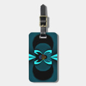 印象的な最先端のシアンと黒のベクトルデザイン ラゲッジタグ (正面縦)