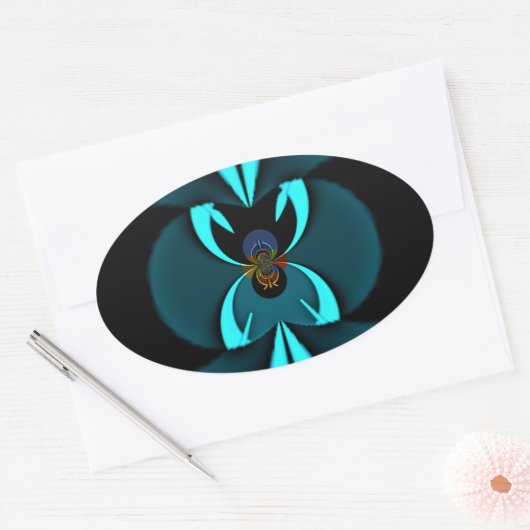 印象的な最先端のシアンと黒のベクトルデザイン 楕円形シール (封筒)