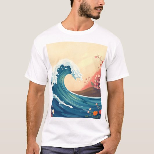 印象的な海の波 Tシャツ (正面)
