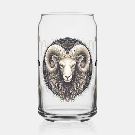 印象的な牡羊座のシンボルアートワーク ガラス缶 (左)