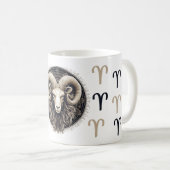 印象的な牡羊座のシンボルアートワーク コーヒーマグカップ (正面右)