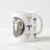 印象的な牡羊座のシンボルアートワーク ジャンボコーヒーマグカップ (正面右)