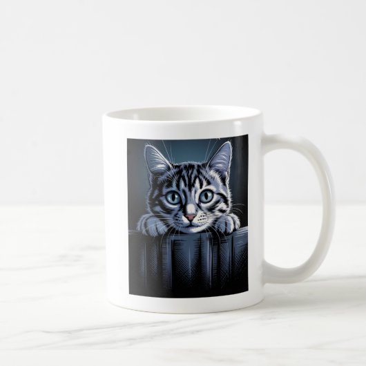印象的な猫のイラスト - 大胆な芸術的猫 コーヒーマグカップ (右)
