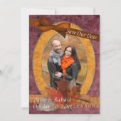 印象的な秋の結婚式写真の日付を保存 セーブザデート (正面)