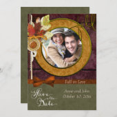 印象的な秋の結婚式写真の日付を保存 セーブザデート (正面/裏面)