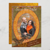 印象的な秋の結婚式写真の日付を保存 セーブザデート (正面/裏面)