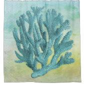 印象的な美航海のしい海岸青サンゴ シャワーカーテン (正面)