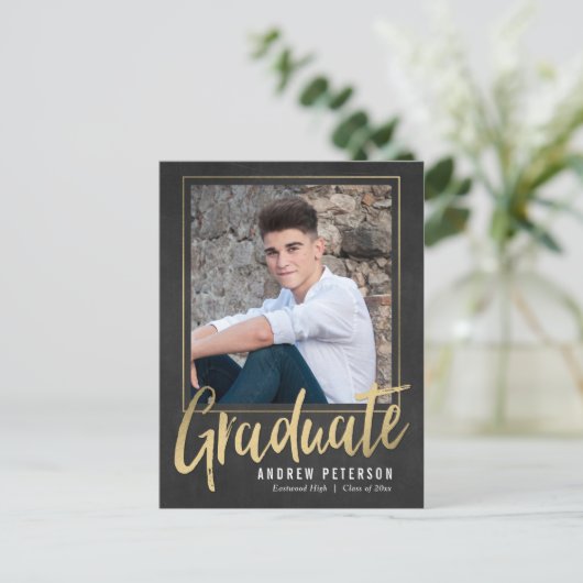 印象的な自信卒業用はがき インビテーションポストカード (スタンド正面)