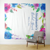 印象的な花のデザインの結婚前お祝い写真用背景 タペストリー (インサイチュ(横))