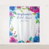 印象的な花のデザインの結婚前お祝い写真用背景 タペストリー (正面)