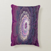 印象的な花カラフル抽象芸術フラクタルアートピンク アクセントクッション (裏面(縦))