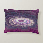 印象的な花カラフル抽象芸術フラクタルアートピンク アクセントクッション (裏面)