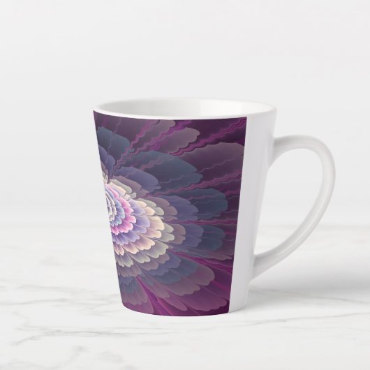 印象的な花カラフル抽象芸術フラクタルアートピンク カフェラテマグ (右)