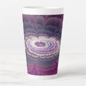 印象的な花カラフル抽象芸術フラクタルアートピンク カフェラテマグ (正面)