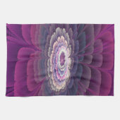 印象的な花カラフル抽象芸術フラクタルアートピンク キッチンタオル (横)