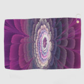 印象的な花カラフル抽象芸術フラクタルアートピンク ゴルフタオル (横)