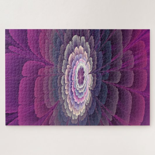 印象的な花カラフル抽象芸術フラクタルアートピンク ジグソーパズル (横)