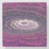 印象的な花カラフル抽象芸術フラクタルアートピンク ストーンコースター (正面)