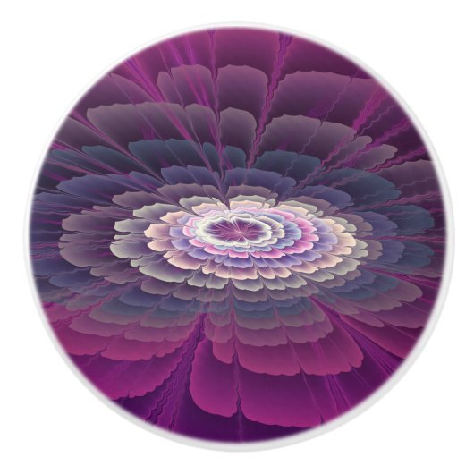 印象的な花カラフル抽象芸術フラクタルアートピンク セラミックノブ (正面)