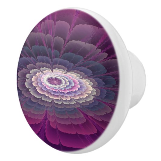 印象的な花カラフル抽象芸術フラクタルアートピンク セラミックノブ (右)