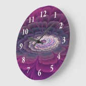 印象的な花カラフル抽象芸術フラクタルアートピンク ラージ壁時計 (傾斜)