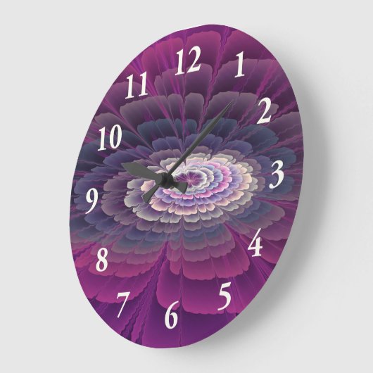 印象的な花カラフル抽象芸術フラクタルアートピンク ラージ壁時計 (傾斜)