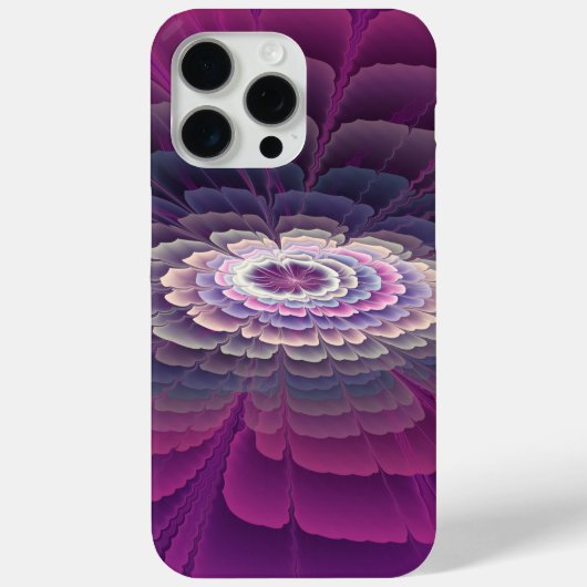 印象的な花 鮮やかな抽象的フラクタルアート ピンク Case-Mate iPhoneケース (裏面)