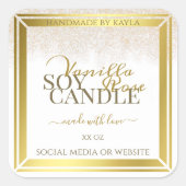 印象的な製品の包装ラベル白と金ゴールド スクエアシール (正面)