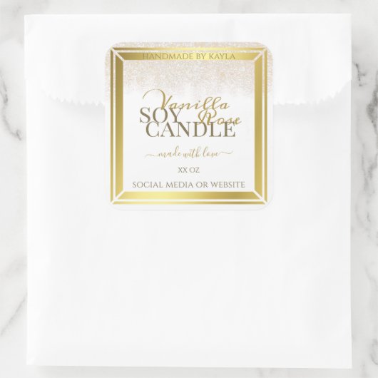 印象的な製品の包装ラベル白と金ゴールド スクエアシール (バッグ)