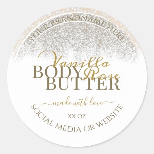印象的な製品の包装ラベル白と金ゴールド ラウンドシール (正面)