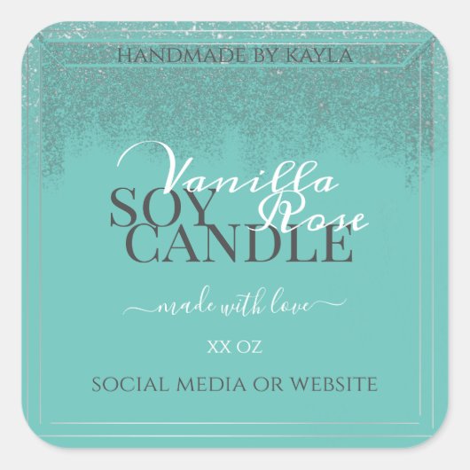 印象的な製品包装ラベルティール（緑がかった色）及び銀 スクエアシール (正面)