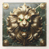 印象的な詳細のリーガルゴールデンライオン ガラスコースター (正面)