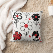 印象的な赤いフローラアクセント クッション (ブランケット)