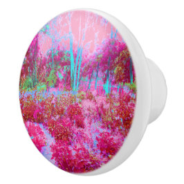 印象的な赤とピンクの庭園風景 セラミックノブ