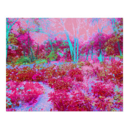 印象的な赤とピンクの庭園風景 ポスター
