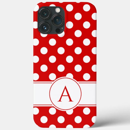 印象的な赤と白水玉模様カスタムモノグラム  Case-Mate iPhoneケース (裏面)