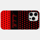 印象的な赤と黒の水玉模様、名前をカスタムする Case-Mate iPhoneケース (裏面 (横))
