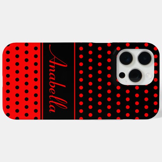 印象的な赤と黒の水玉模様、名前をカスタムする Case-Mate iPhoneケース (裏面 (横))