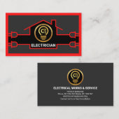 印象的な赤の電気ホーム回路 名刺 (正面/裏面)