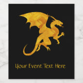 印象的な金ゴールドとブラック飛んでいるドラゴンカスタム ワインラベル (シングルラベル)