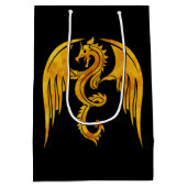 印象的な金ゴールドと黒い神話のドラゴン ミディアムペーパーバッグ (裏面)