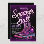 印象的な銀河系スニーカーボール誕生日パーティー 招待状 (正面/裏面)