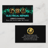 印象的な電気稲妻波電気技師 名刺 (正面/裏面)