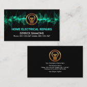 印象的な電気稲妻波電気技師 名刺 (正面/裏面)