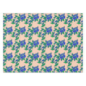 印象的な電気青のバラと緑の葉 テーブルクロス (正面(横))