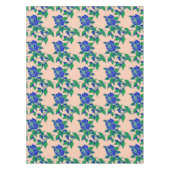 印象的な電気青のバラと緑の葉 テーブルクロス (正面)